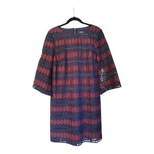 Tahari Navy and Red Dress Size Small (S)